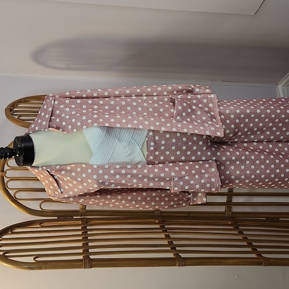 Vintage handmade pant set mauve and white polka dots dagger collar - Picture 1 of 13